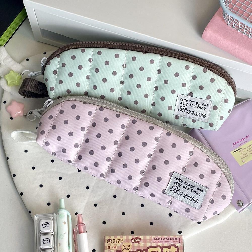 Aesthetic Polka Dot Pencil Cas - Aesthetic Large Pencil Case Pouch ulasan dan harga