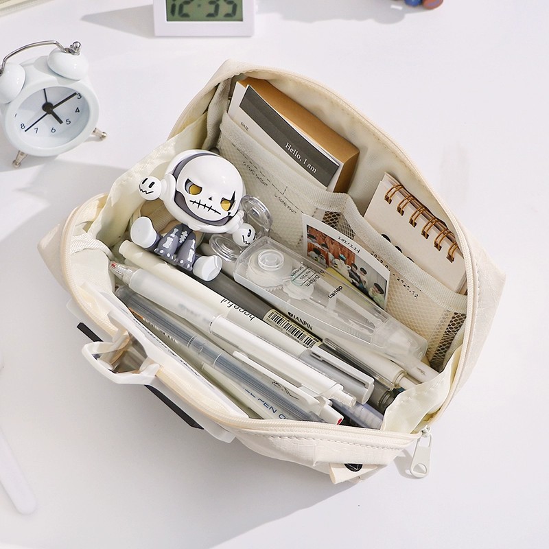 Kawaii Cream Leather Pencil Ca - Aesthetic Large Pencil Case Pouch ulasan dan harga