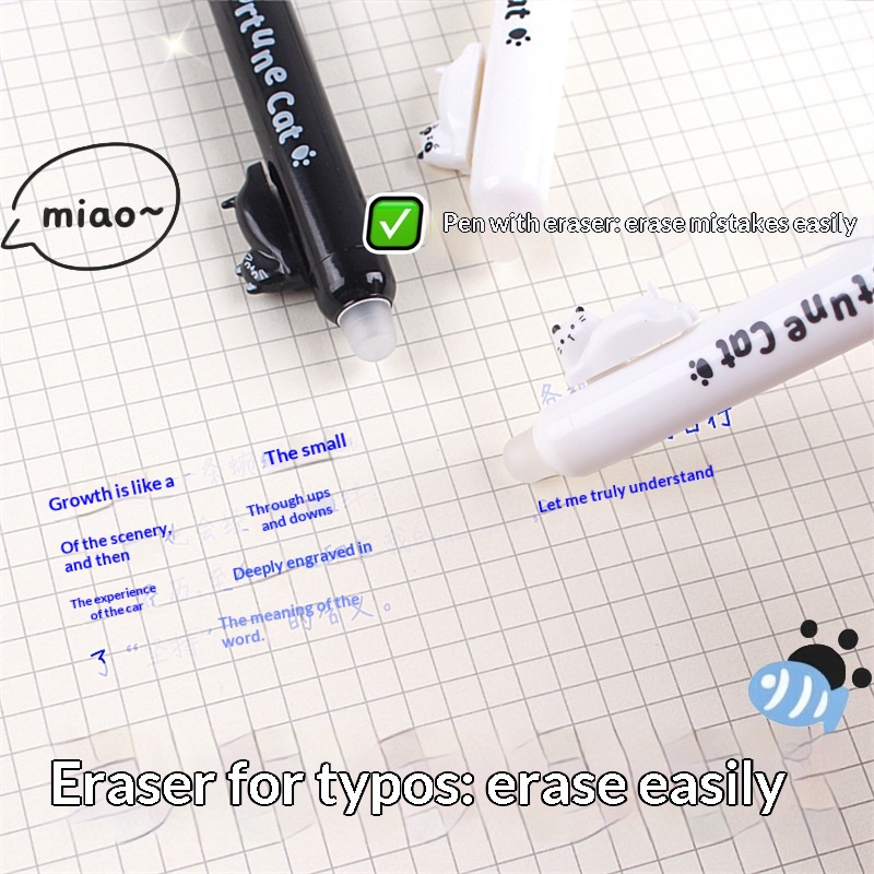 4-Pack Cute Cat Erasable Gel P - Retractable Eraser Pen Click ulasan dan harga
