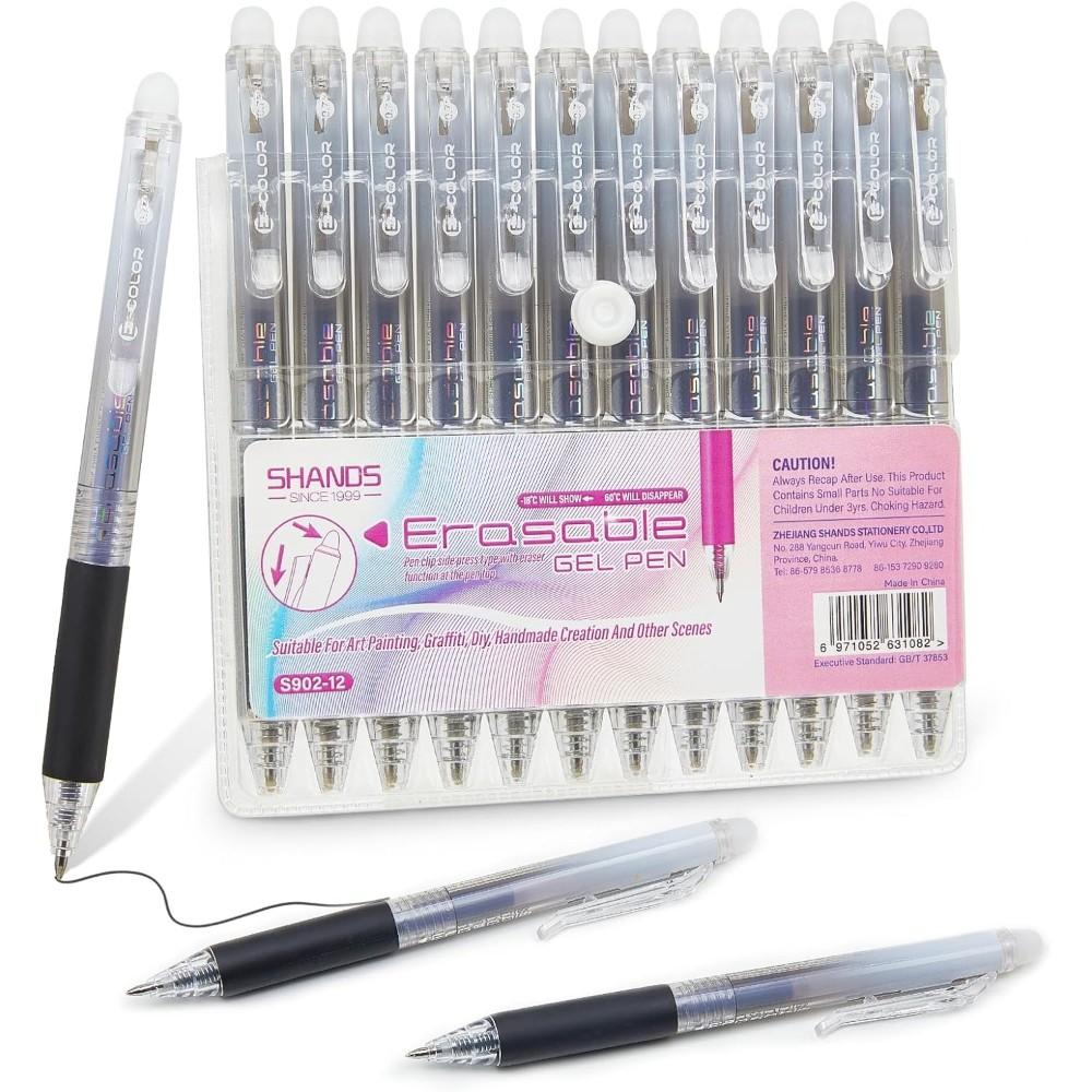 12-Pack 0.7mm Erasable Gel Pen - Retractable Eraser Pen Click ulasan dan harga