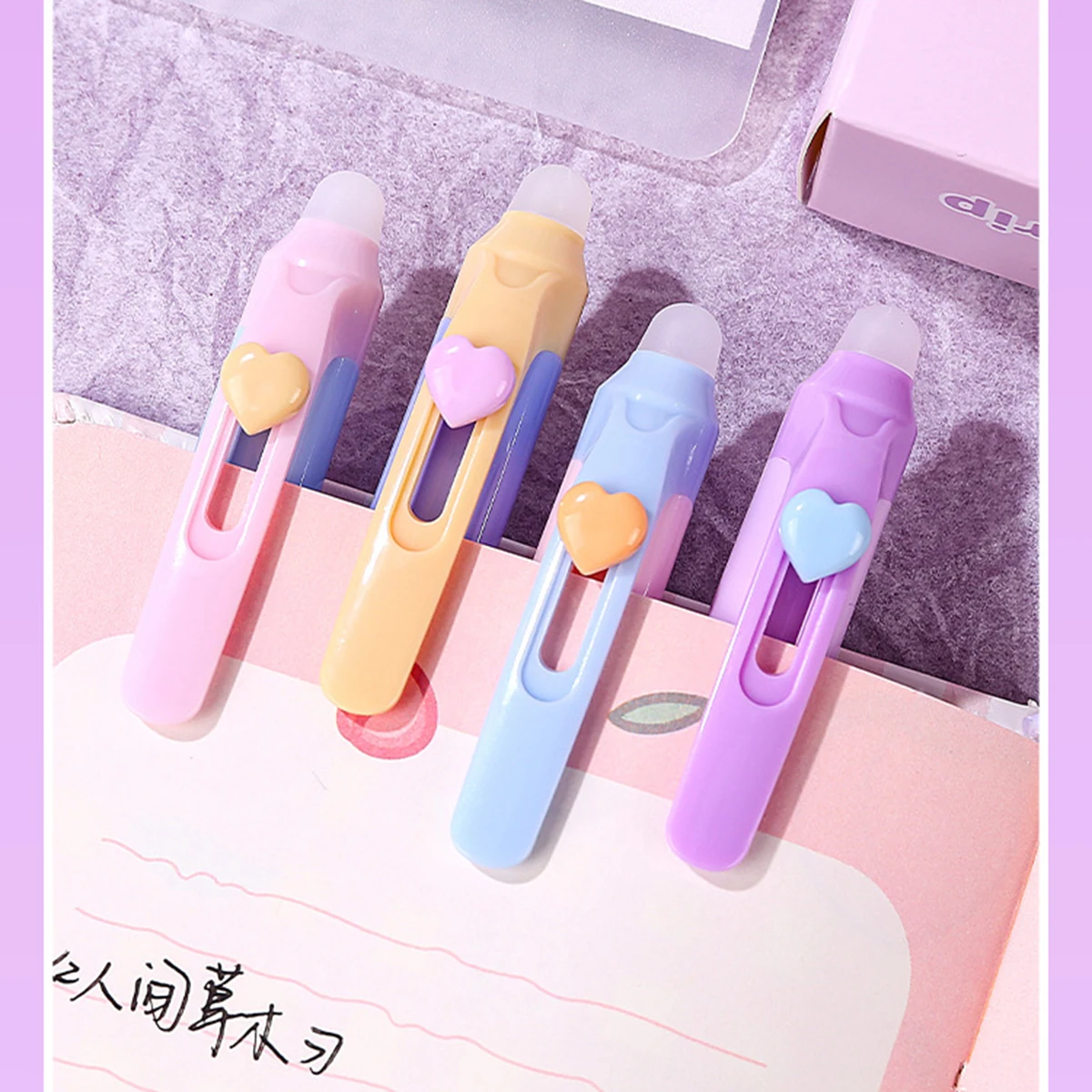 12Pcs Posture Correction Erasa - Retractable Eraser Pen Click ulasan dan harga
