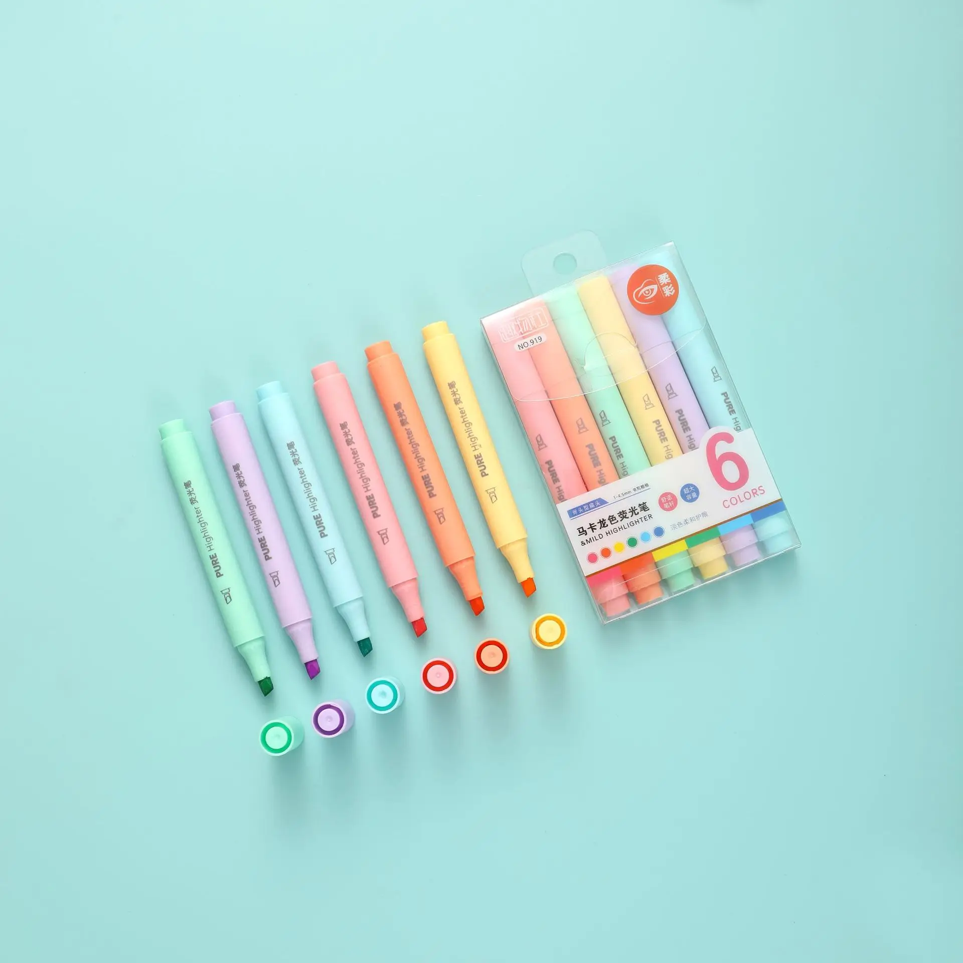 6Pcs/set Pastel Color Macaron  - Pastel Highlighter Set Double Ended ulasan dan harga