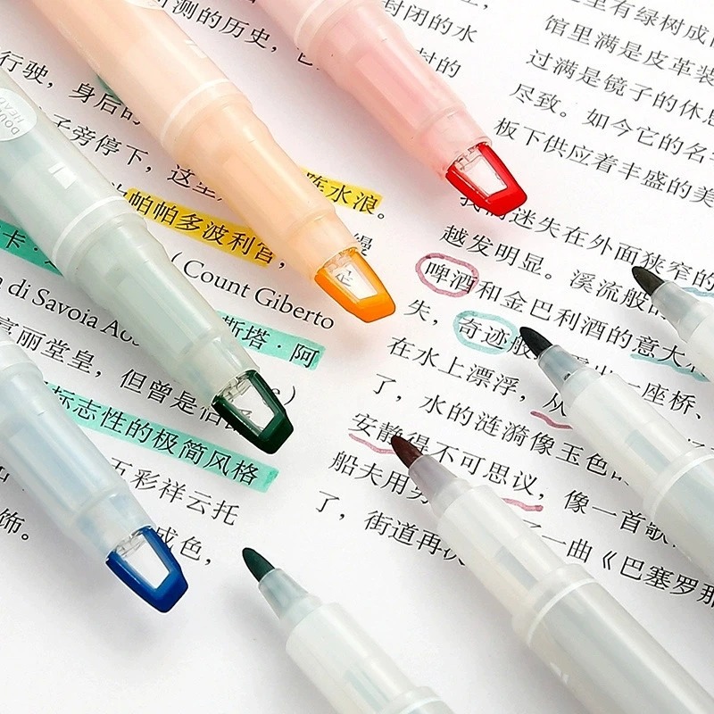 5-25 Colors/Set Double Unique  - Pastel Highlighter Set Double Ended ulasan dan harga